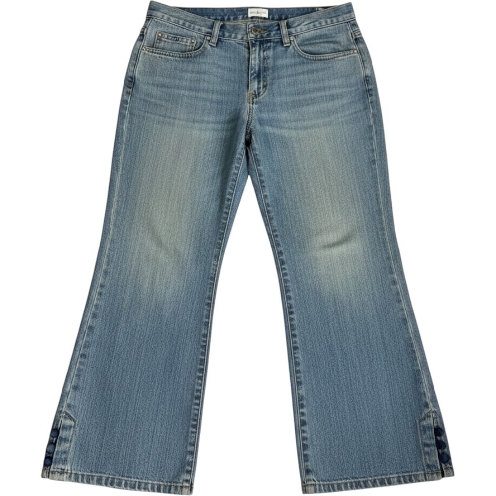 Calvin Klein Jeans Bootcut Womens‎ 8 Blue Bow Hem Mid Rise Cropped Denim